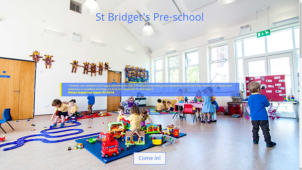 screenshot of St Bridget's Pre-school website
